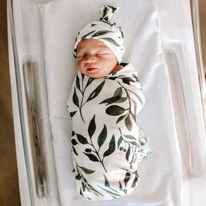 Oliver Milkmaid Baby Swaddle and Hat